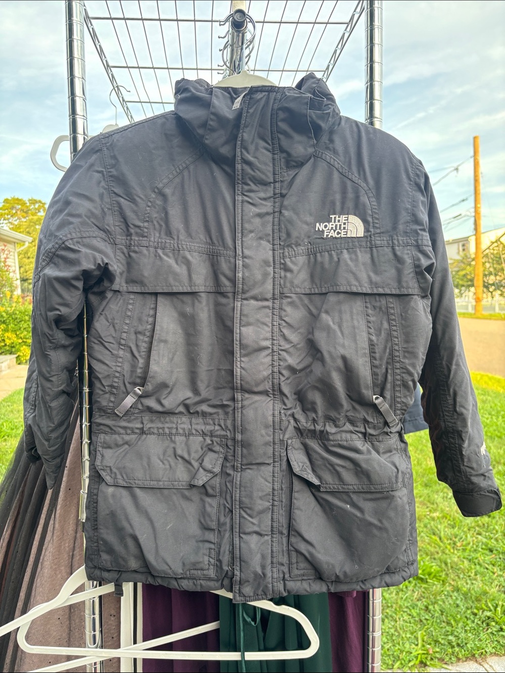 The North Face Black Boy’s Hooded Raincoat with Logo- Boys size small